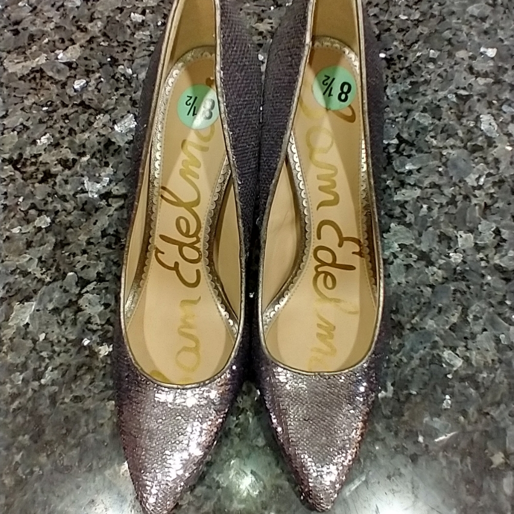 Sam Edelman Hazel Pewter/Silver Sequin Pumps